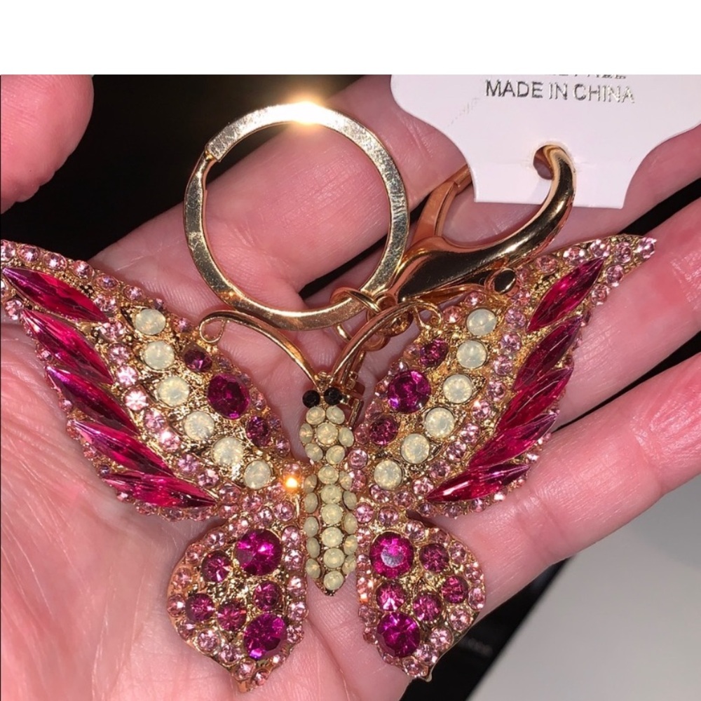 Crystal Butterfly purse/bag charm keychain nwt - Picture 5 of 7
